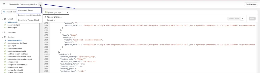 Add Instagram Feed to Shopify Using Custom Code 4